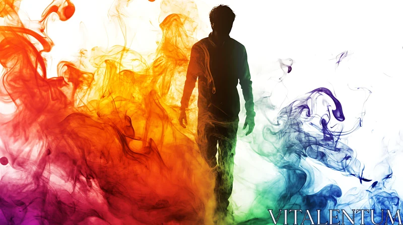 Man in Colorful Smoke AI Image