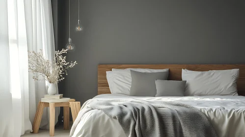 Minimalist Bedroom with Wooden Accents