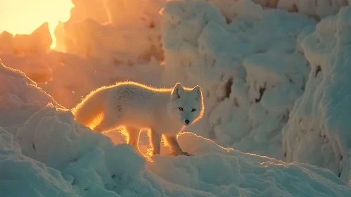 White Fox in Golden Sunlight