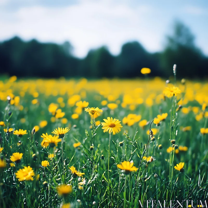 Field of Yellow Daisies in Sunlight AI Image