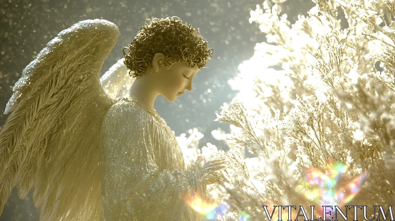 Golden Angel with Wings AI Image