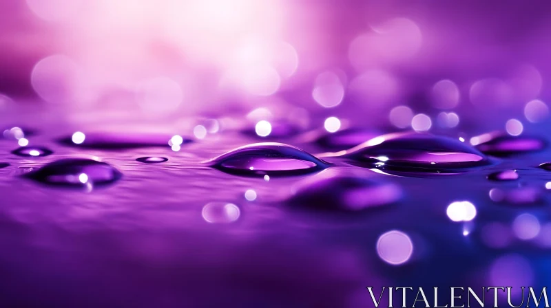 Purple Abstract Art with Water Droplets AI Image