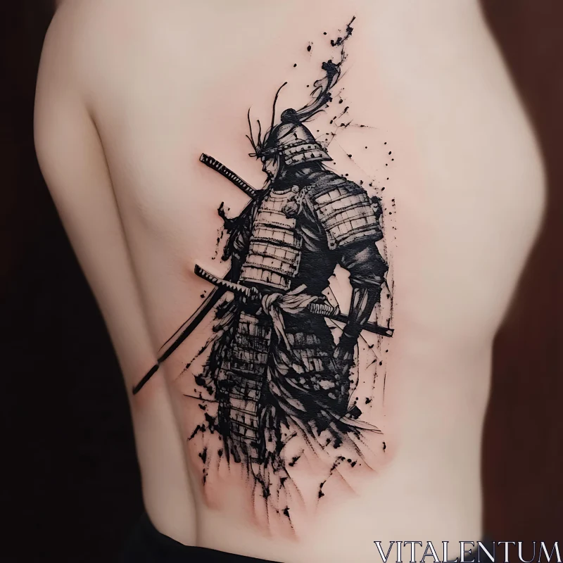 Traditional Samurai Tattoo on Back AI Image