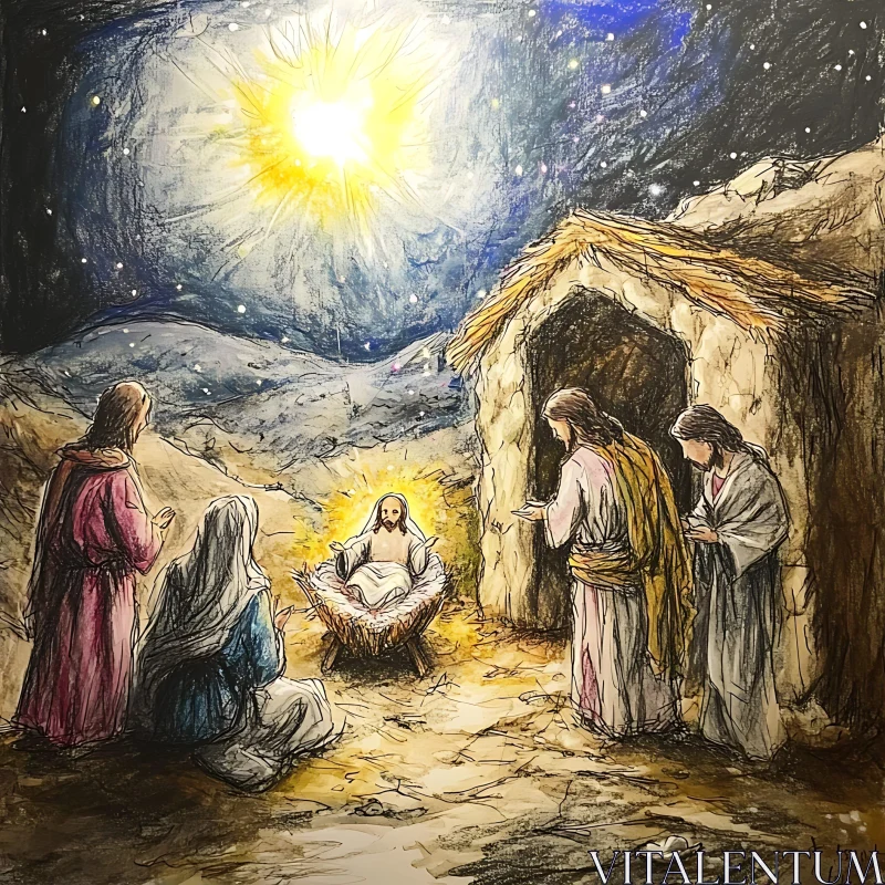 Birth of Jesus: A Holy Night AI Image