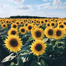 Field of Sunflowers in Full Bloom