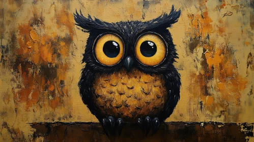 Owl Painting with Abstract Background