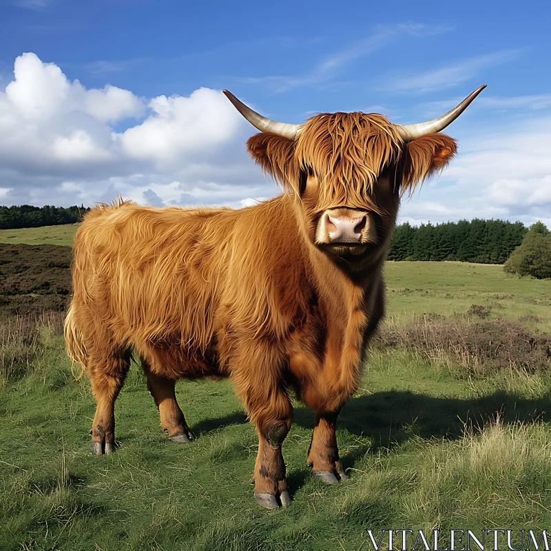 Scottish Highland Cow Portrait AI Image