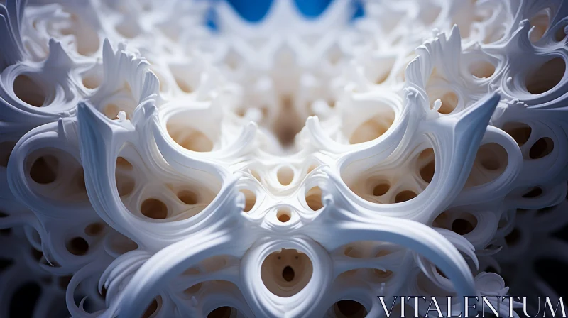 Abstract White Sculpture - Fractalism in Porcelain and Bone AI Image