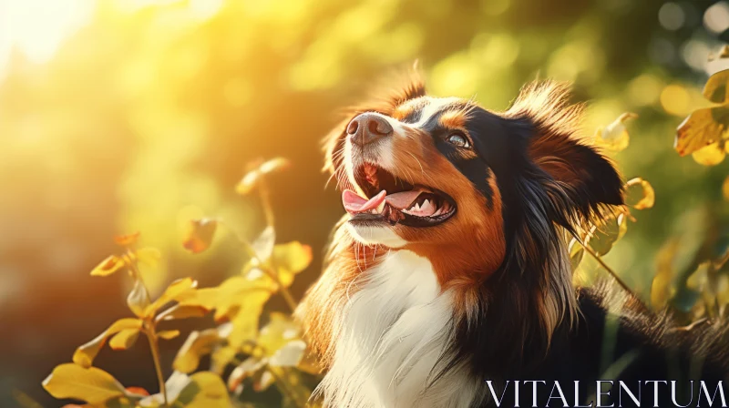Captivating Dog Portrait in Nature with Soft Sunlight AI Image