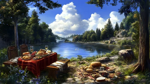 Outdoor Picnic by the Lake