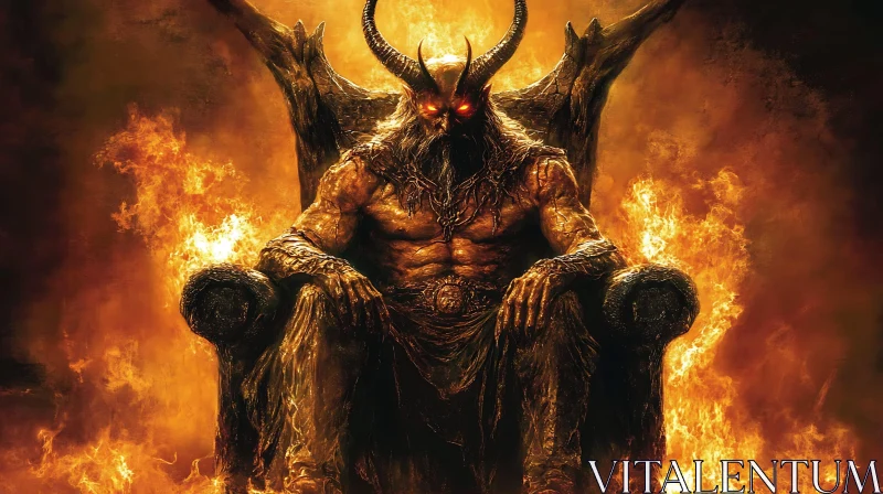 AI ART Demon Lord on Throne of Flames