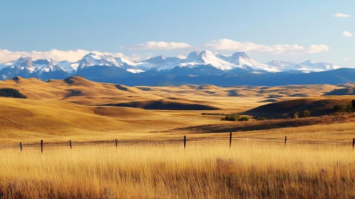 Mountains and Golden Field