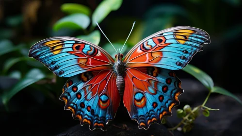 Exotic Butterfly on Branch: A Display of Bold Colors and Patterns