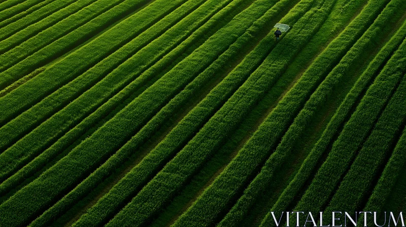 Parallel Rows in Green Field AI Image