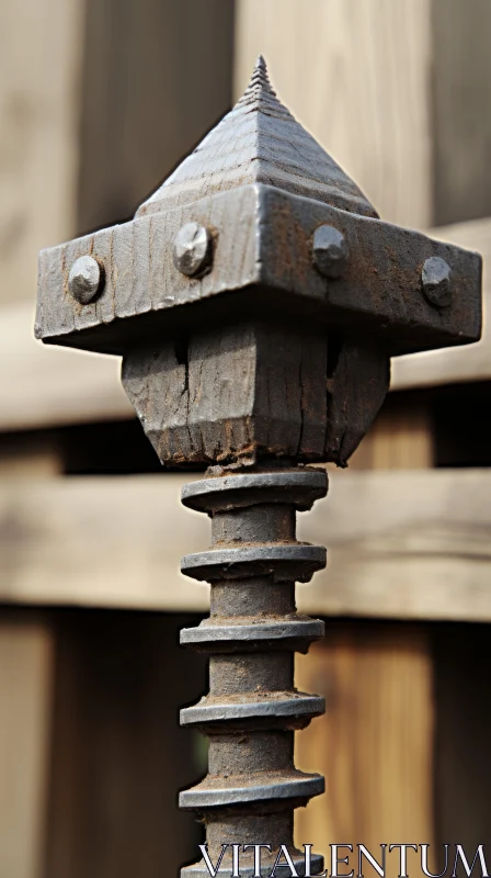 Industrial Design: Rusty Metal Pole and Timber Frame AI Image