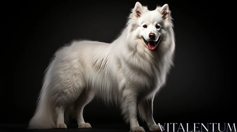 White Dog Against Dark Background with Bold Chromaticity AI Image