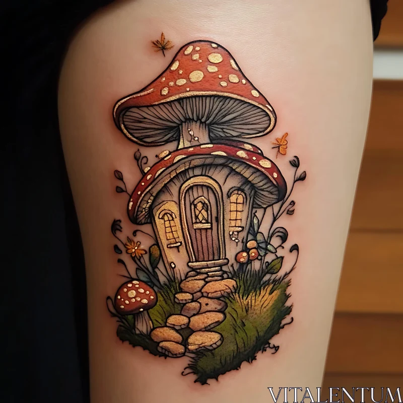 Charming Mushroom House Artwork AI Image