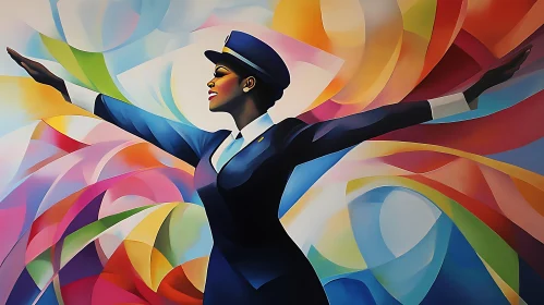 Abstract Flight Attendant Painting