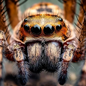 Detailed Macro Image of a Spider's Face