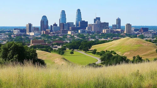 Urban Skyline and Green Landscape