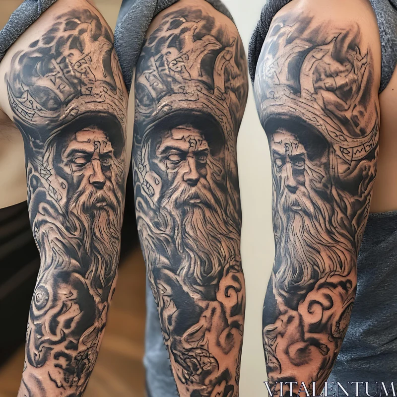 Norse Viking Sleeve Tattoo Art AI Image