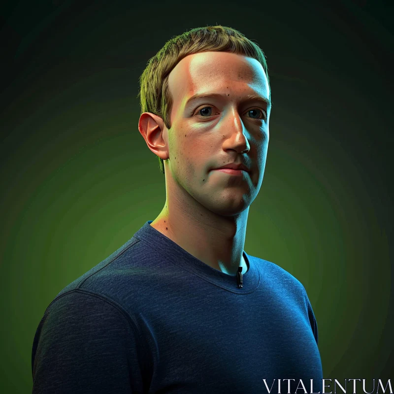 AI ART Detailed Rendering of Mark Zuckerberg