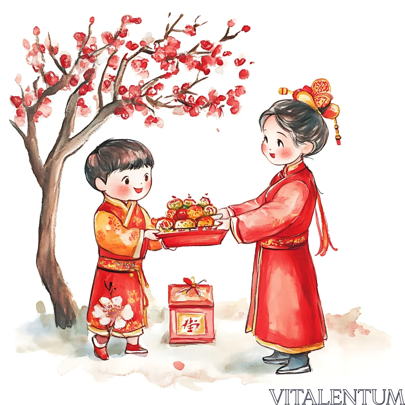 AI ART Children Celebrating Chinese New Year