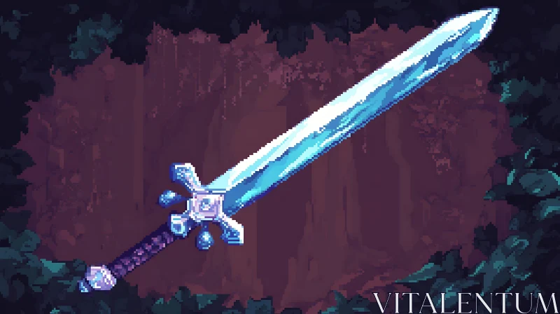 AI ART Enchanted Blade Pixelated Artwork