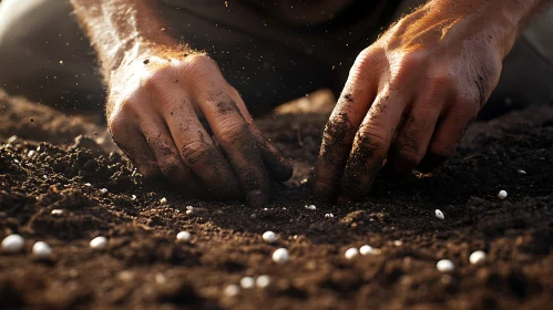 Hands Planting Seeds in Soil