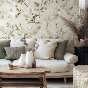 Cozy Home Interior with Floral Wallpaper