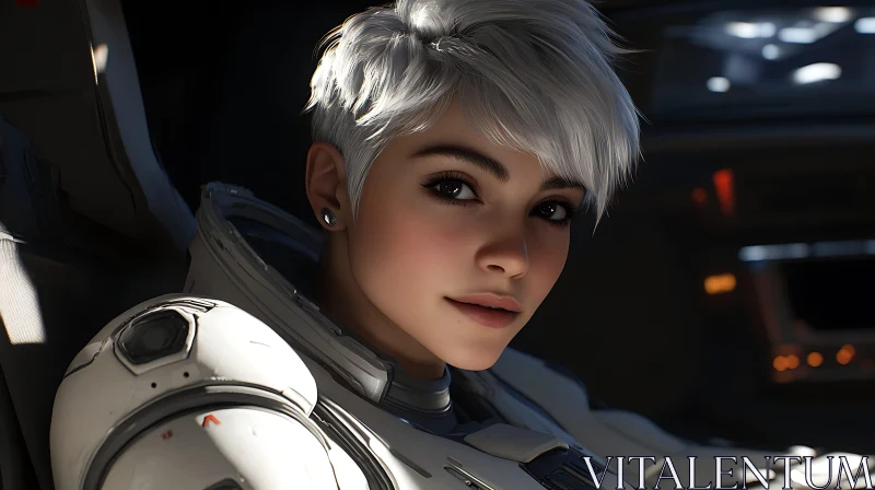 Sci-Fi Portrait of a Female Astronaut AI Image