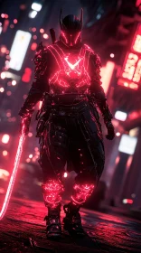 Futuristic Warrior with Glowing Sword