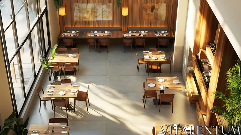 Sunlit Restaurant Dining Area AI Image