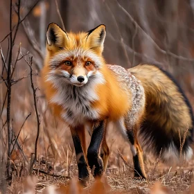 Red Fox Amidst Autumnal Grasses
