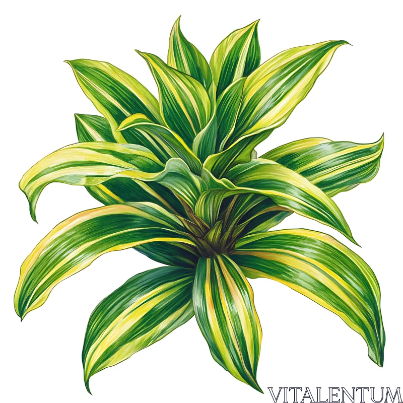 Stripped Leaves Botanical Illustration AI Image