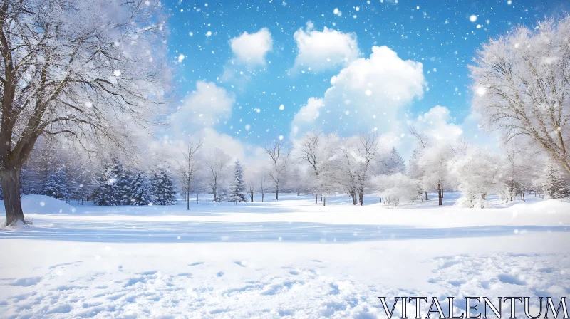 AI ART Snowy Trees and Sky