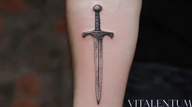 Detailed Sword Tattoo Artwork on Arm AI Image