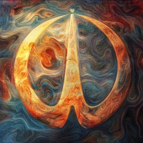 Cosmic Swirl Art in Blue and Orange