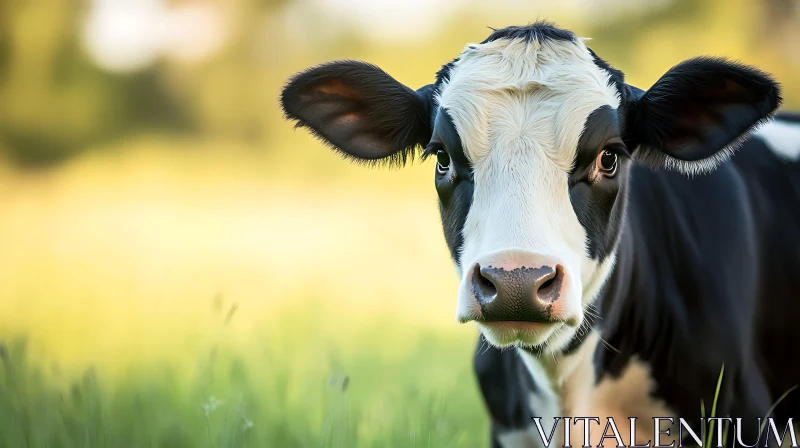 Black and White Cow Face Close-up AI Image