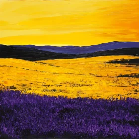 Golden Sky Above Violet Meadow Artwork