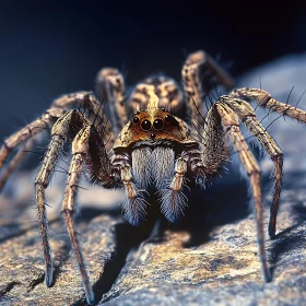 Intricate Spider Macro Shot on Rocks