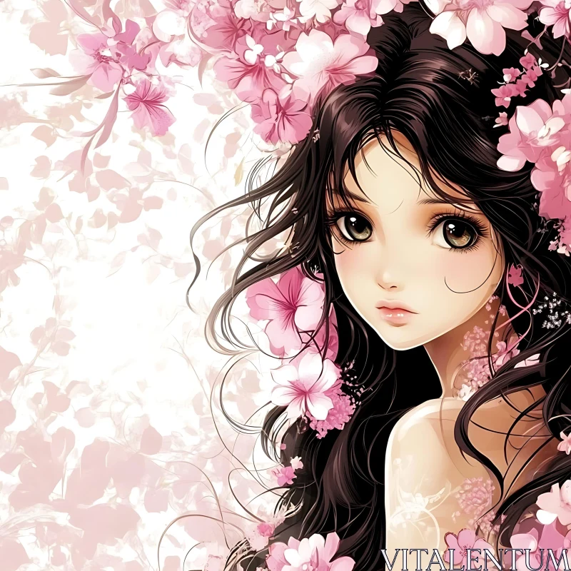 Floral Anime Beauty AI Image