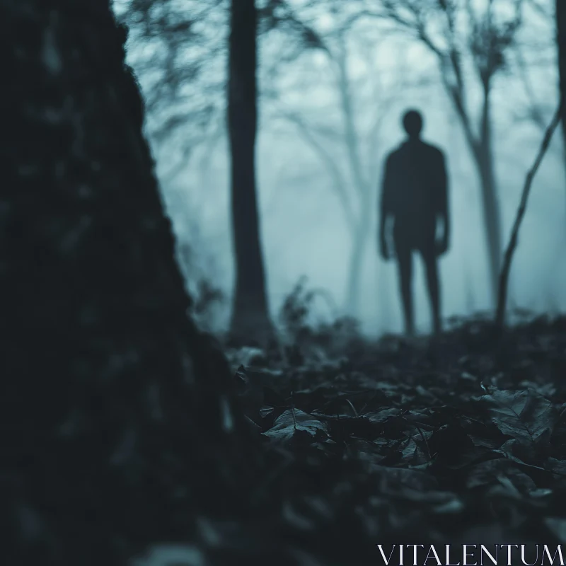 AI ART Mysterious Figure in Foggy Woods