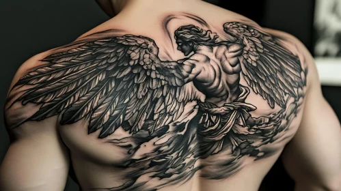 Winged Figure Tattoo Art