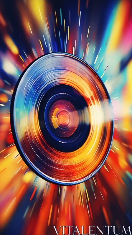 Abstract Colorful Spinning Record - An Artistic Representation AI Image