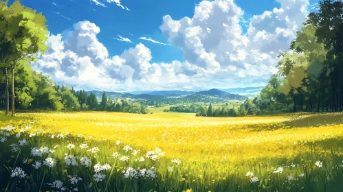Scenic Flower Field Landscape
