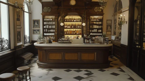 Old-World Pharmacy: A Nostalgic Interior View