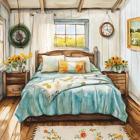 Cozy Bedroom Interior with Floral Accents