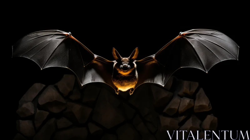 Night Flight: A Bat Illuminated in Photorealistic Composition AI Image
