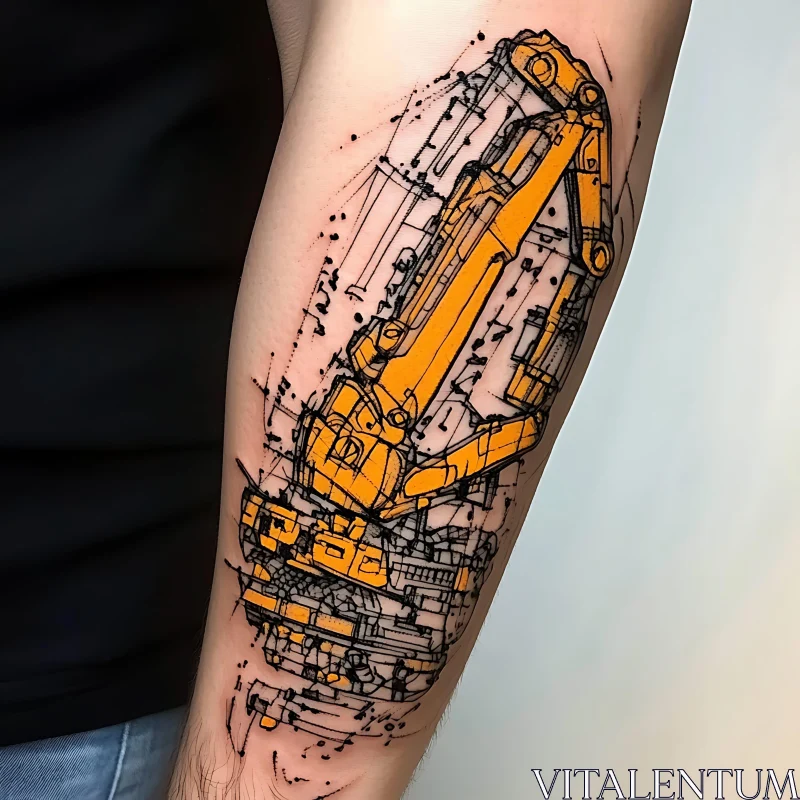 Intricate Machine Tattoo on Forearm AI Image